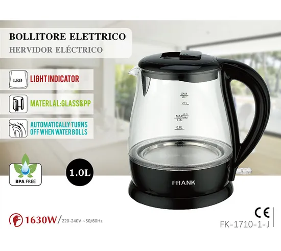 1.0L BPA Free Cheap Electric Glass Kettle for Home