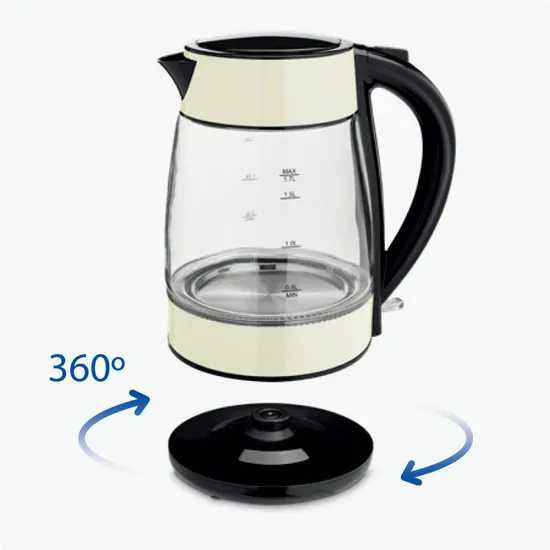 1.7L 2200W Glass Kettle with Color Spray