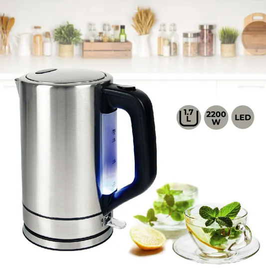 1.7L 2200W OEM Brush 304 Stainless Steel Water Boiling Cordless Electric Kettle