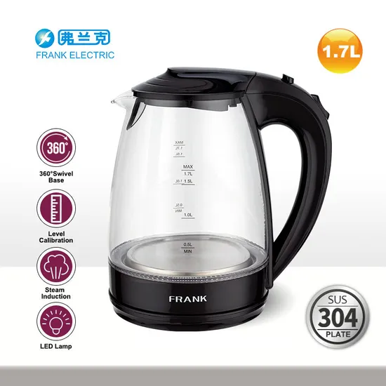 1.7L 304 Stainless Steel Blue LED Light Glass Electric Tea Maker Kettle