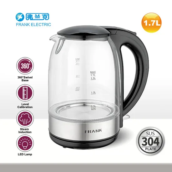 1.7L 360 Degree Cordless Base Electric Glass Kettle