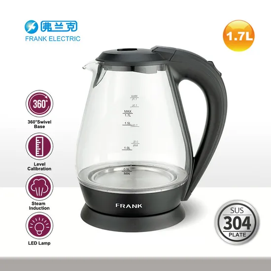 1.7L China Factory Cheap Glass Kettle with GS CB