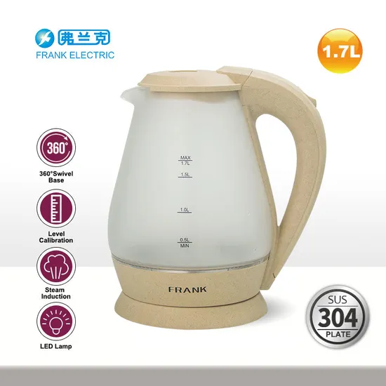 1.7L China Factory Cheap Glass Kettle with GS CB