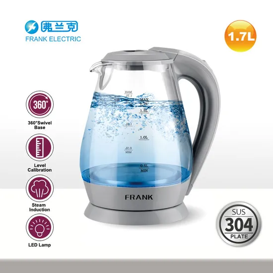 1.7L China Factory Cheap Glass Kettle with GS CB