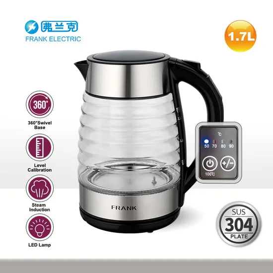 1.7L Digital Glass Electrical Kettle with Control Panel on Handle