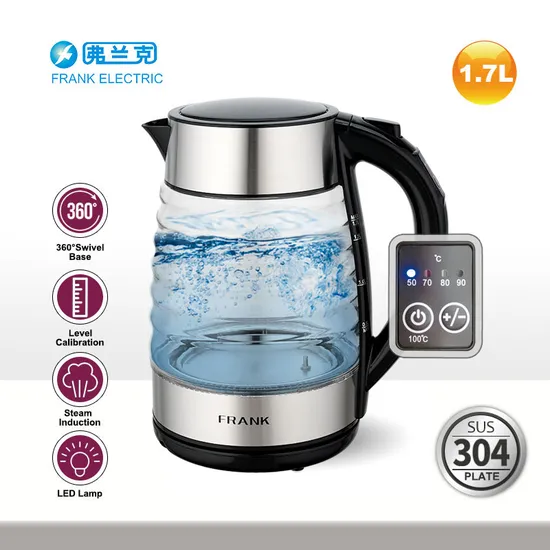 1.7L Digital Glass Electrical Kettle with Control Panel on Handle