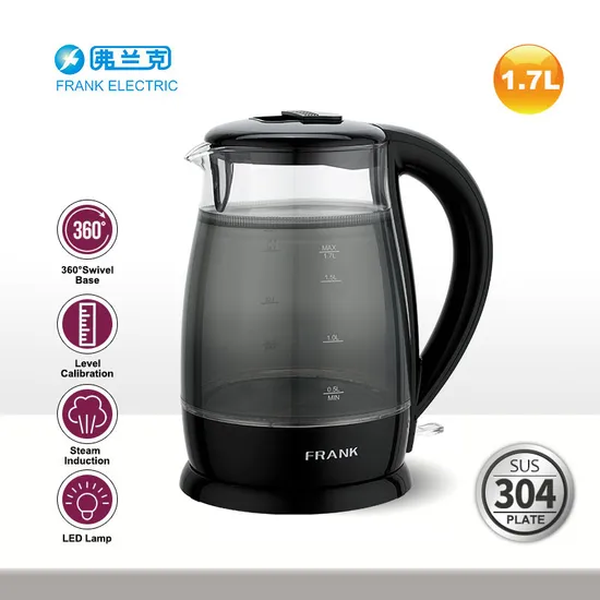 1.7L Double Wall Electric Glass Kettle with LED Lamp Ring