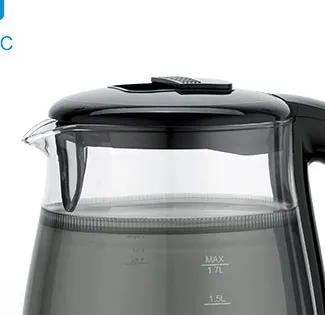 1.7L Double Wall Electric Glass Kettle with LED Lamp Ring