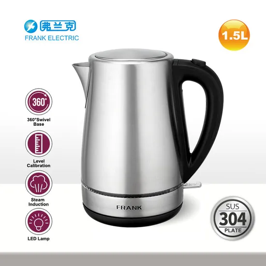 1.7L Fast Boiling 304 Stainless Steel Electric Kettle with Red Color Spray