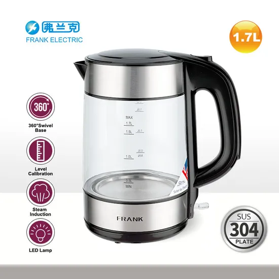 1.7L Good Quality Blue LED Electric Glass Kettle