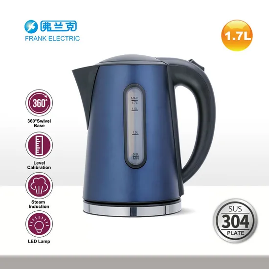 1.7L Plastic Kettle with Stainless Steel Decoration