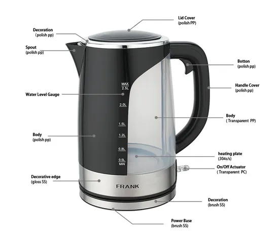 2022 New Product Hot Selling Electric Tea Kettle with 2.5 Liter Capacity