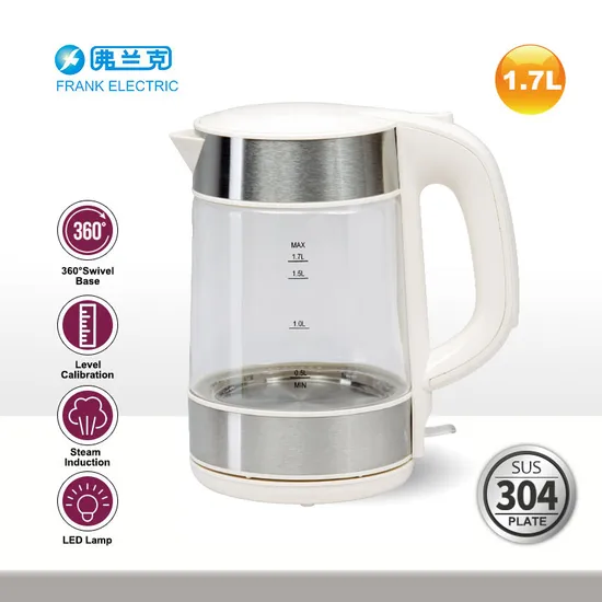 2200W Blue LED Lamp Ring Inside High Quality Electric Glass Kettle