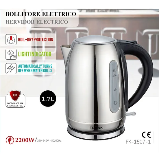 304 Stainless Steel 1.7 Liter Electric Kettle for Hotel