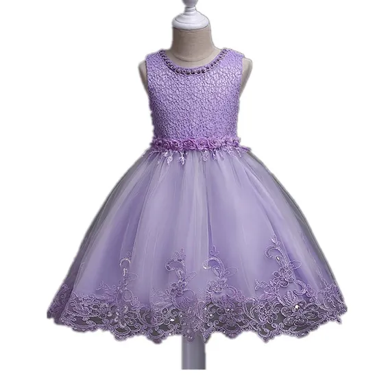 Children′s Dresses Girls Mesh Fluffy Festival Costumes Birthday Party Flower Kids Dresses