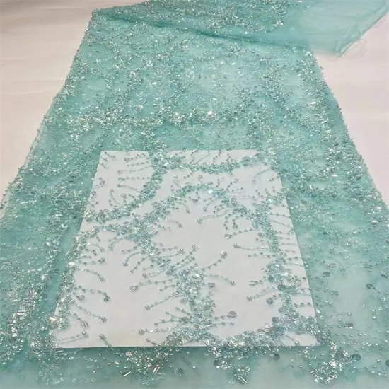 China Manufactured OEM Embroidery Lace Fabric with Sequins for Wedding Dresses