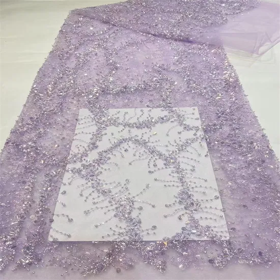 China Manufactured OEM Embroidery Lace Fabric with Sequins for Wedding Dresses