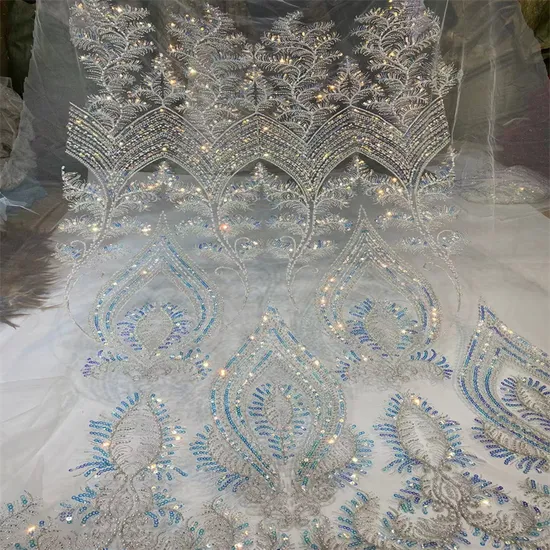 Classicc OEM Manufactured Beads Embroidery Lace Fabrics for Wedding Dresses