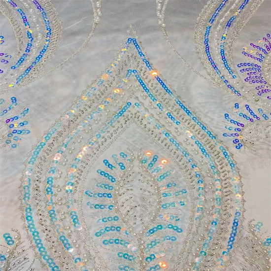 Classicc OEM Manufactured Beads Embroidery Lace Fabrics for Wedding Dresses