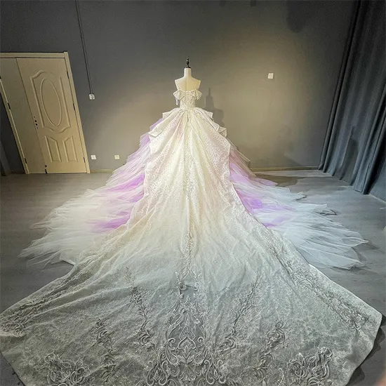 Colorful Court Style Heavy Beads High Quality Wedding Dress Factory Designed for Bridal