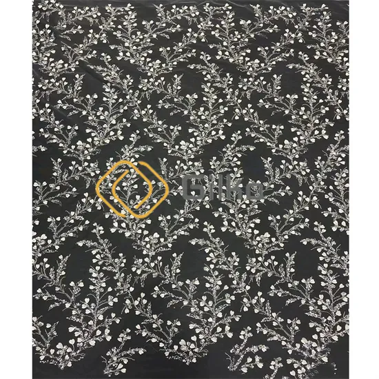 Elegant Crystal Beads Embroidery Lace Factory OEM Fabrics with Pearls for Wedding Dresses