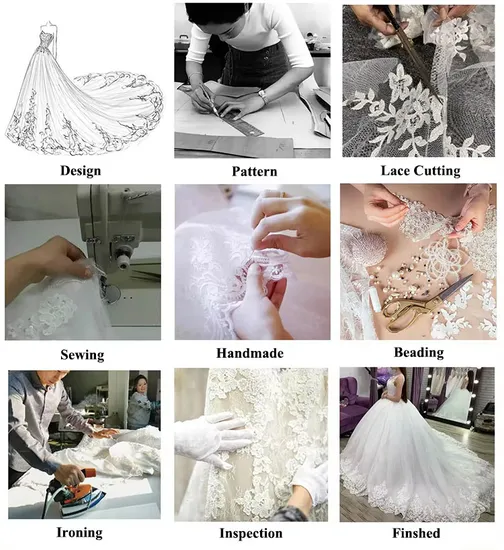 Elegant High Neck Lace Applique Beading Long Sleeves Wedding Dress for Bridal