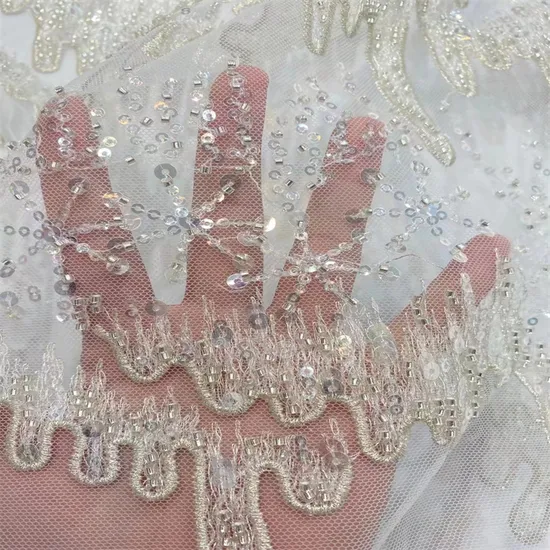 Elegant Lady′s Factory Designed Embroidery Lace Fabrics for Wedding Dresses and Gowns