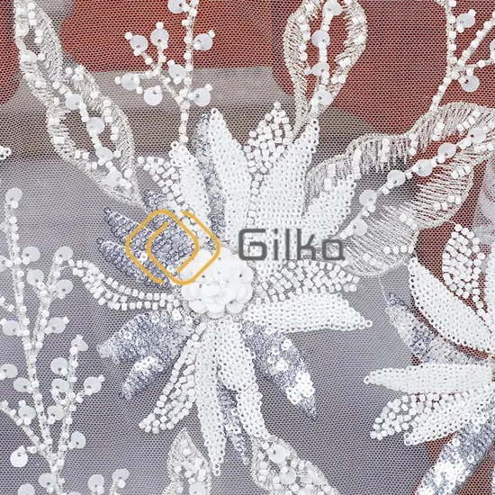 Factory High Quality Ctrystal Beads Embroidery Lace OEM Classic Fabrics for Wedding Dresses