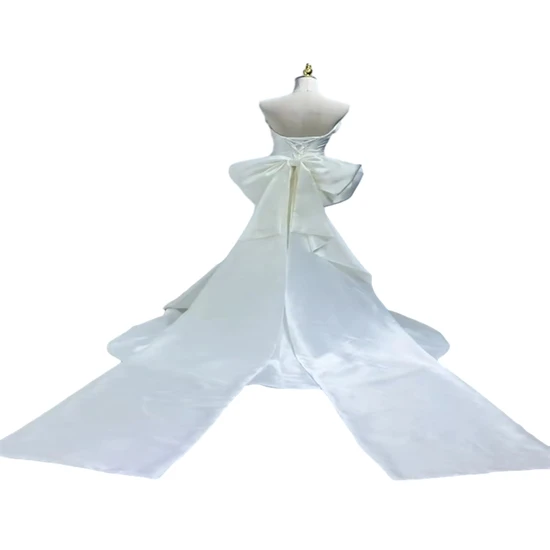 French Romantic Style Satin Bridal Gown