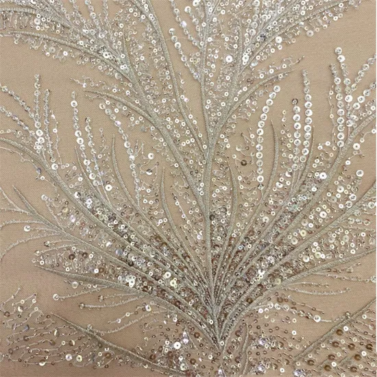 High Quality Factory Make Cheaper Price Beads Crystal Embroidery Lace Fabrics for Wedding Dresses