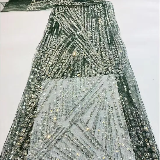 High Quality Factory Customized Beaded Embroidery Lace Fabric for Wedding Gowns