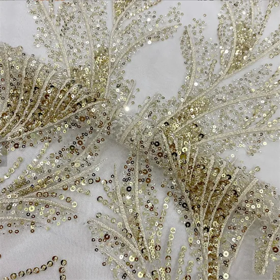 High Quality Factory Make Cheaper Price Beads Crystal Embroidery Lace Fabrics for Wedding Dresses