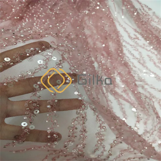 High Quality Tulle Wedding Gown Beaded Embroidery Lace Fabrics for Wedding Dresses