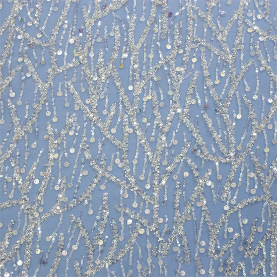 Hot Selling Wholesale Crystal Beads Embroidery Lace Fabrics for Wedding Dresses