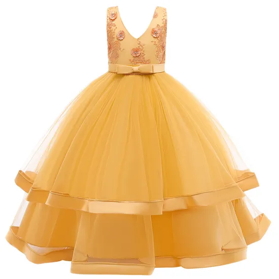 Kids Evening Gown Girls Flower Dress 14 Years Old Tulle Princess Dresses