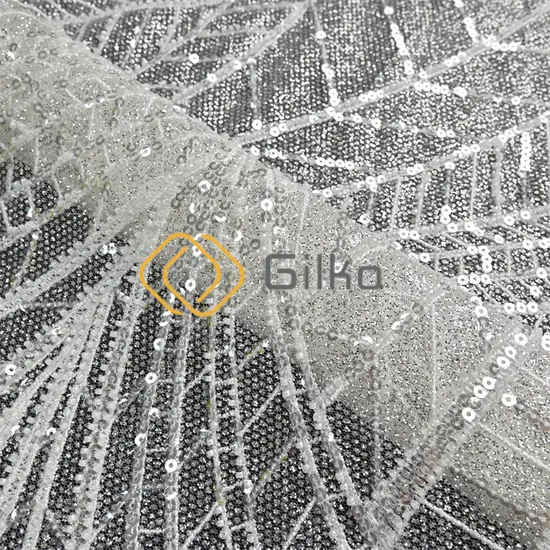 OEM Colour Custom Sexy Elegant Design Embroidery Beaded Tulle Bridal Lace Fabrics for Wedding Dresses