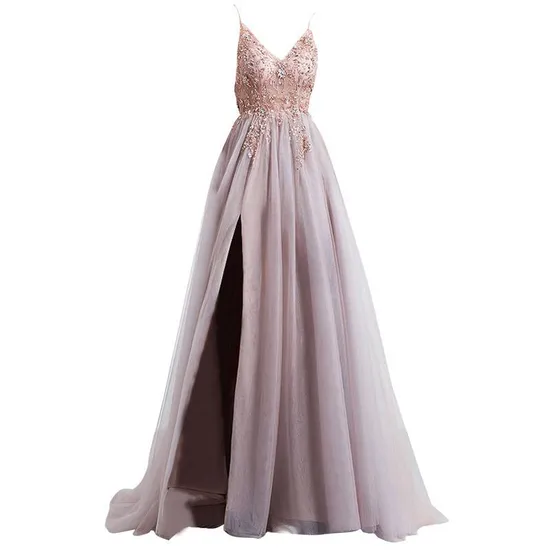 Sexy Lavender Spaghetti Strap V Neck Women Evening Party Dress for Wedding