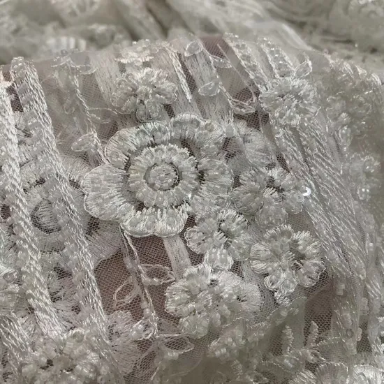 White Bridal Luxury Embroidery Beads Sequins Wedding Dress Lace Cloth for Wedding and Party