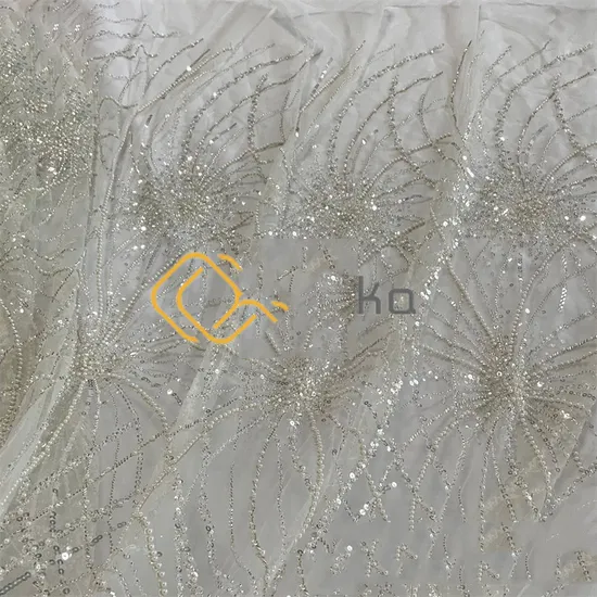 Wholesale Luxury Munufacture Beads Embroidery Lace Fabrics with Sequins for Wedding Dresses