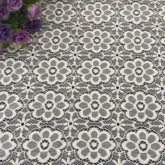 Direct Supply Price Flower Flat Textile Lace Fabric for Curtain Tablecloth