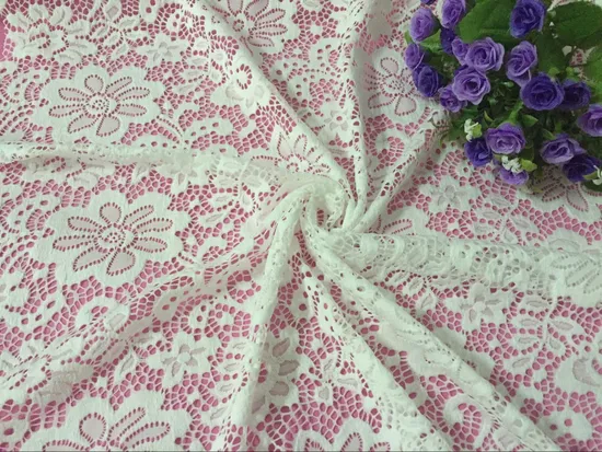 Embroidery Flower Mesh Polyester Cord Lace Fabric for Curtain Bag Wedding Dress