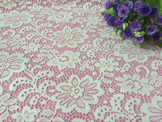 Embroidery Flower Mesh Polyester Cord Lace Fabric for Curtain Bag Wedding Dress