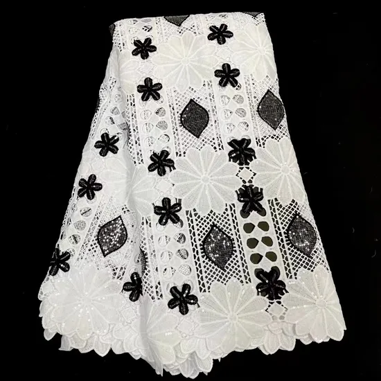 Factory Price Two Tone Water-Soluble Hollowed out Embroidered Textile Lace Fabric