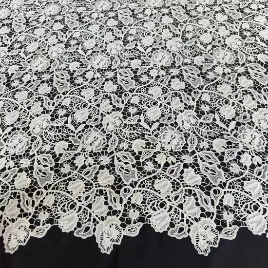 Fashion Material Polycotton White Water-Soluble Lace Fabric for Dress