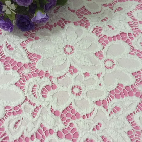 Hot Sale 150cm Wide White Embroidery Lace Fabric for Curtain Bra Cover