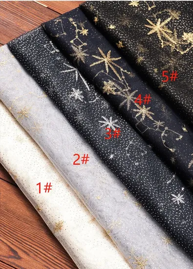 Hot Selling Star Moon Hot Stamping Mesh Embroidery Lace Fabric for Curtain