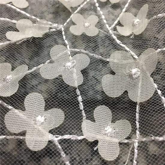 Laser 3D Flower Computer Embroidery Irregular Mesh Textile Lace Fabric