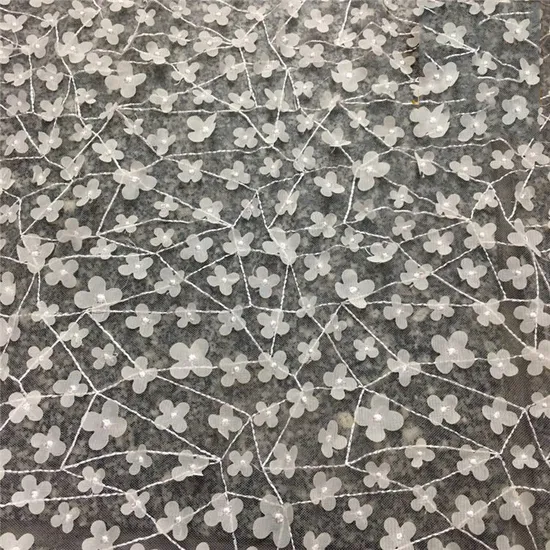 Laser 3D Flower Computer Embroidery Irregular Mesh Textile Lace Fabric