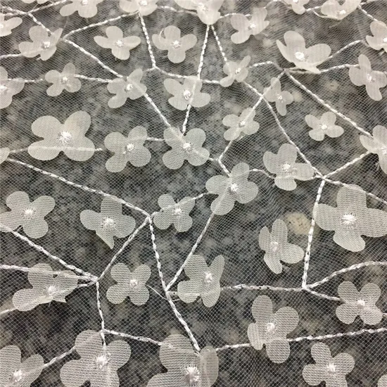 Laser 3D Flower Computer Embroidery Irregular Mesh Textile Lace Fabric