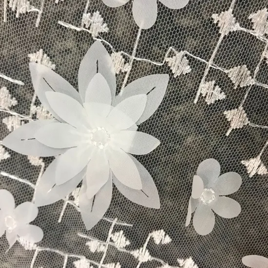 Laser 3D Octagonal Sticker Embroidery Hexagonal Flower Mesh Lace Fabric